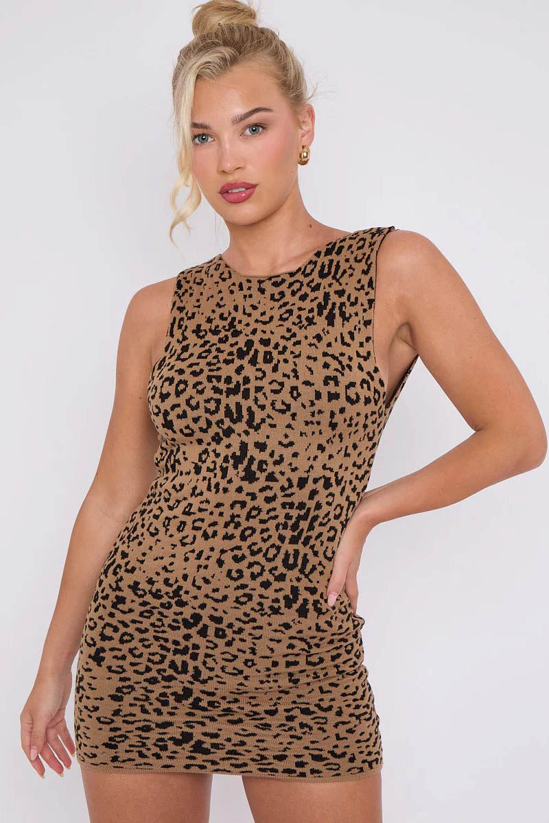 MAISIE - Knitted leopard pattern dress