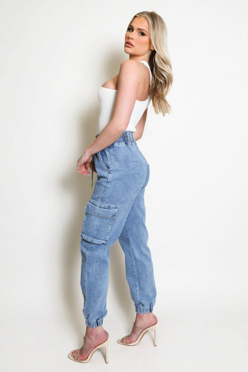 SUI - Elasticated waist cargo jeans