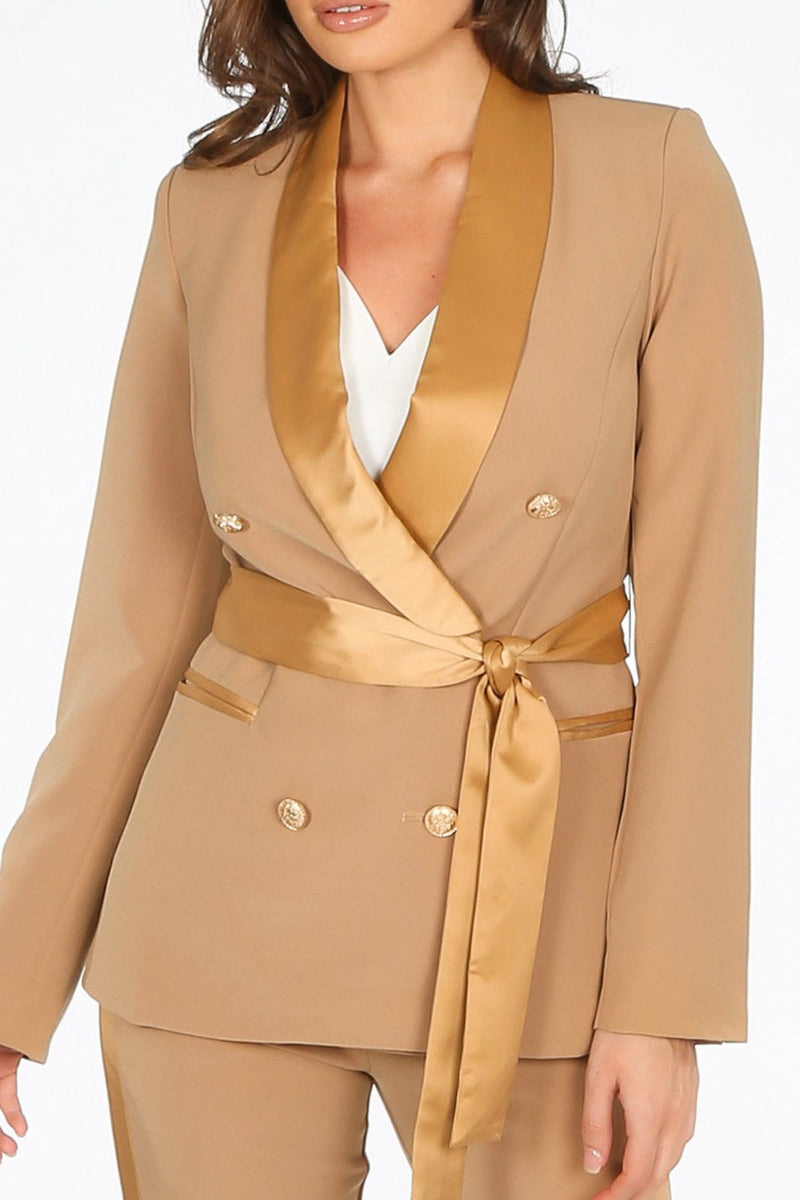 ZERMATT - Satin shawl lapels belted blazer